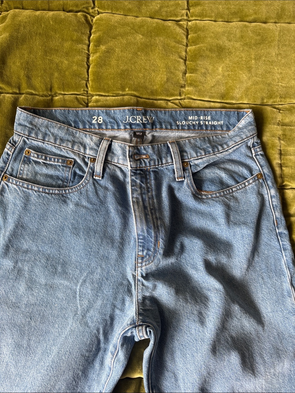 J. Crew Mid-Rise Slouchy Straight Jeans - Light Blue